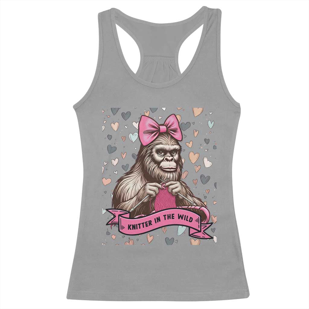 Funny Bigfoot Knitting Racerback Tank Top Knitter In The Wild - Wonder Print Shop