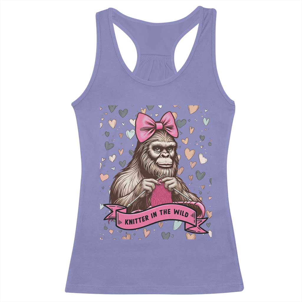 Funny Bigfoot Knitting Racerback Tank Top Knitter In The Wild - Wonder Print Shop
