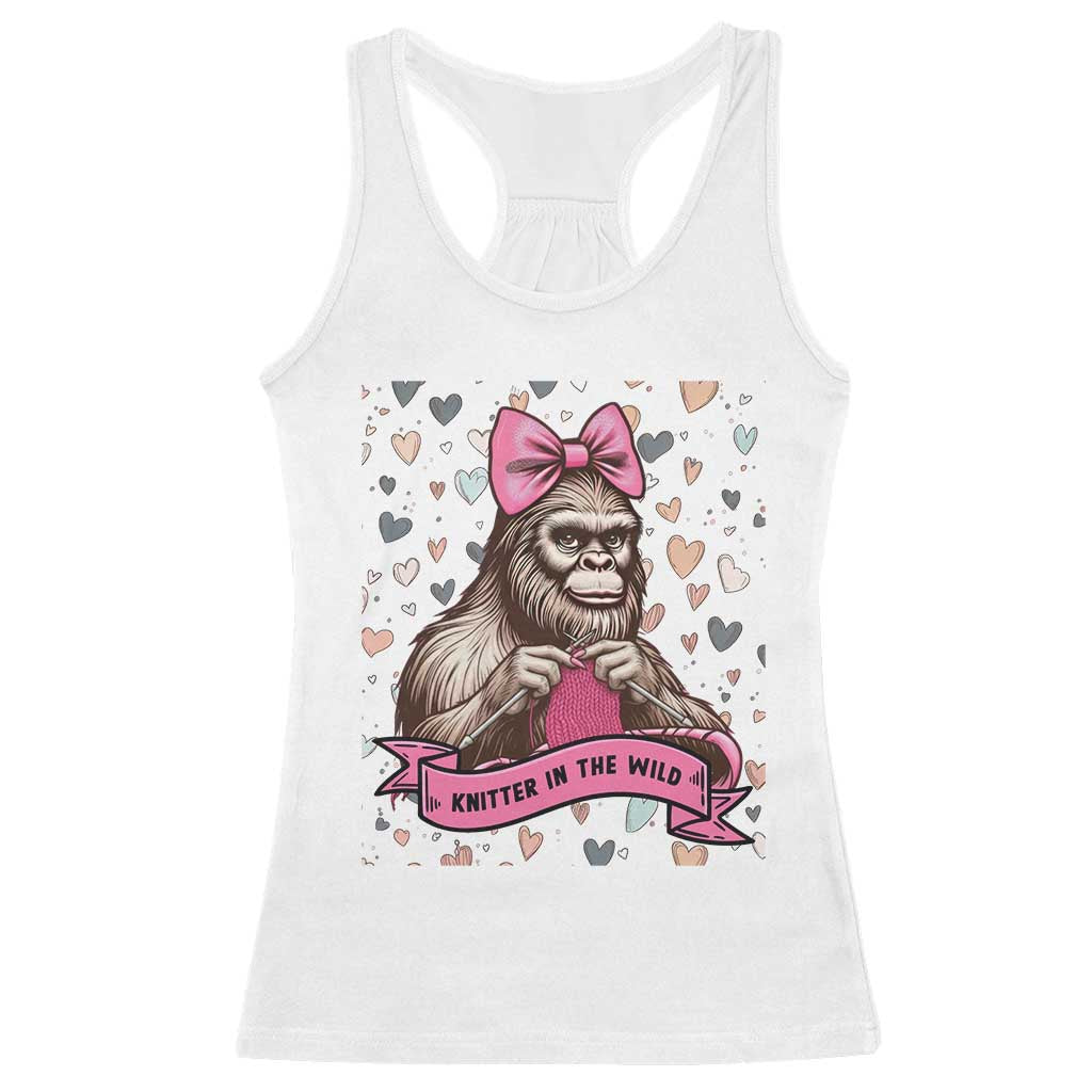 Funny Bigfoot Knitting Racerback Tank Top Knitter In The Wild - Wonder Print Shop