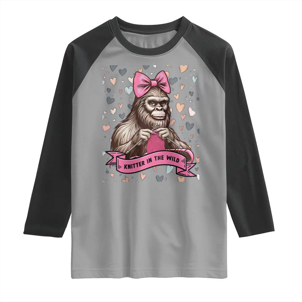 Funny Bigfoot Knitting Raglan Shirt Knitter In The Wild - Wonder Print Shop
