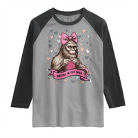 Funny Bigfoot Knitting Raglan Shirt Knitter In The Wild - Wonder Print Shop