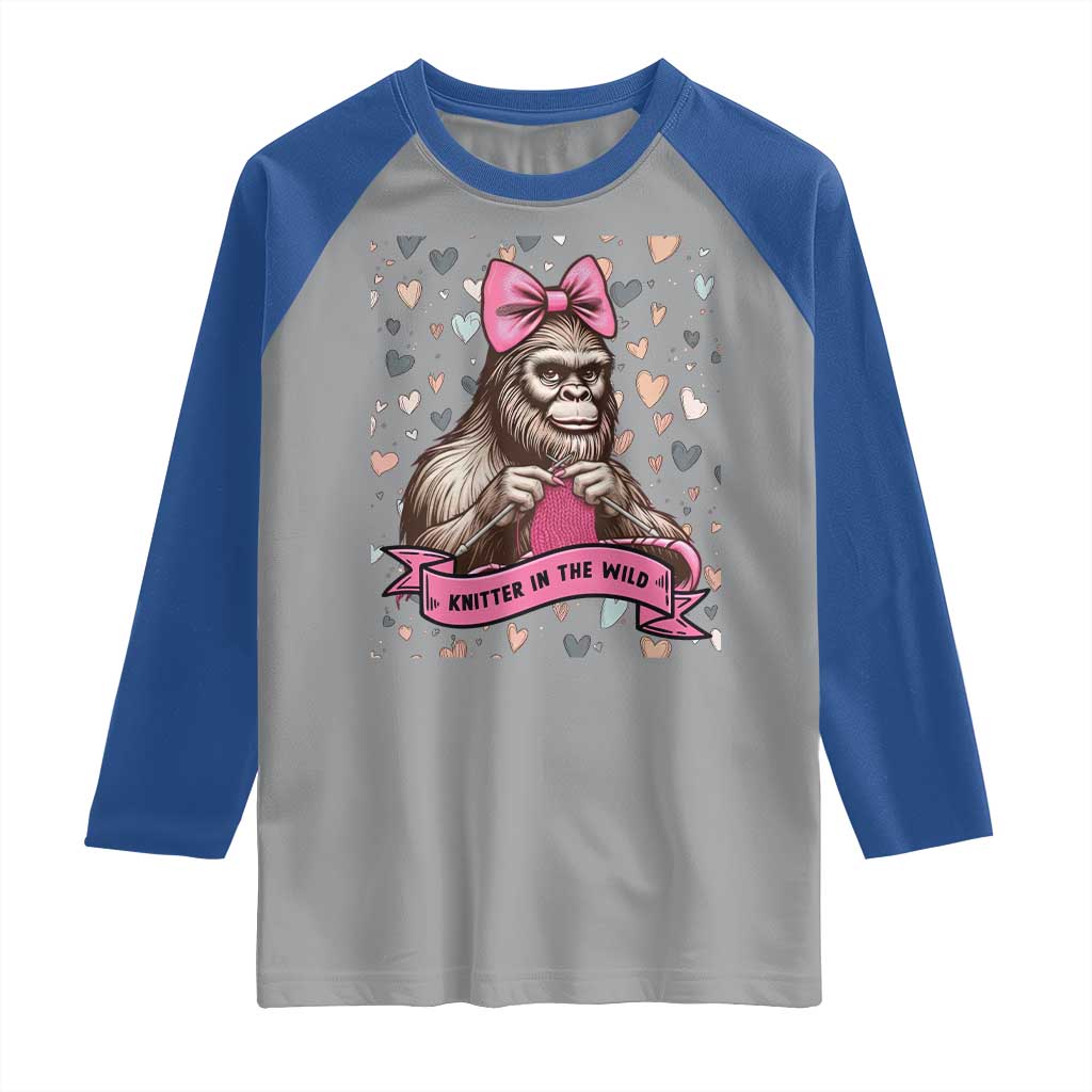 Funny Bigfoot Knitting Raglan Shirt Knitter In The Wild - Wonder Print Shop