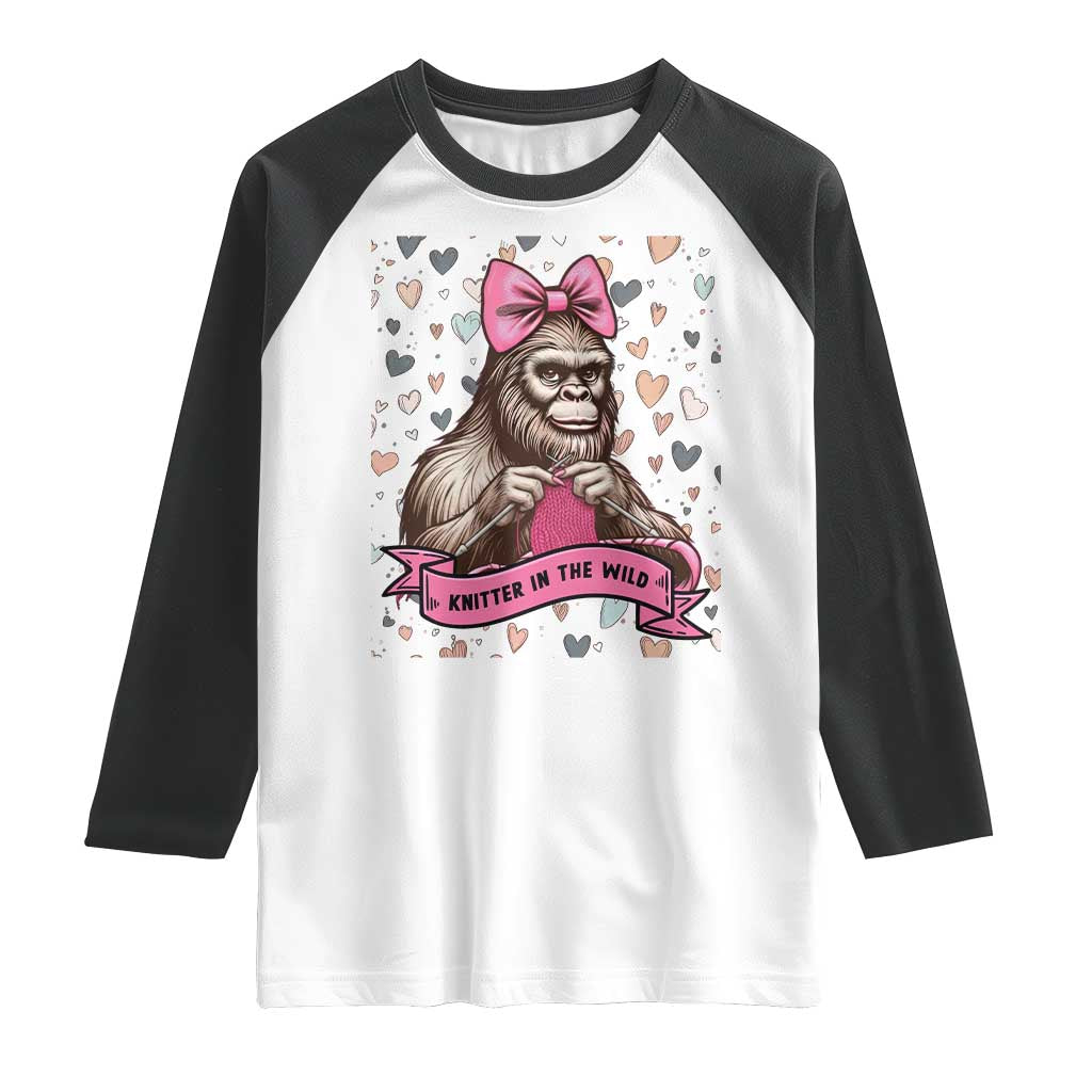 Funny Bigfoot Knitting Raglan Shirt Knitter In The Wild - Wonder Print Shop