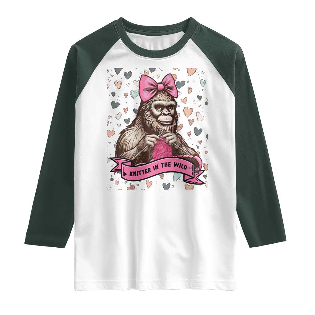 Funny Bigfoot Knitting Raglan Shirt Knitter In The Wild - Wonder Print Shop
