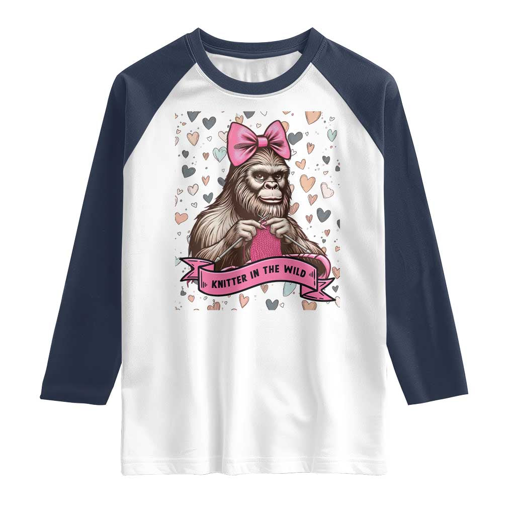 Funny Bigfoot Knitting Raglan Shirt Knitter In The Wild - Wonder Print Shop
