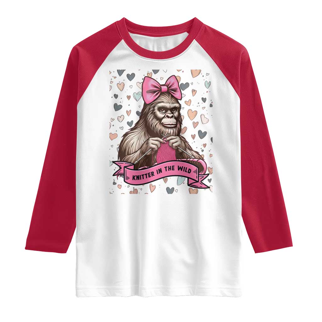 Funny Bigfoot Knitting Raglan Shirt Knitter In The Wild - Wonder Print Shop