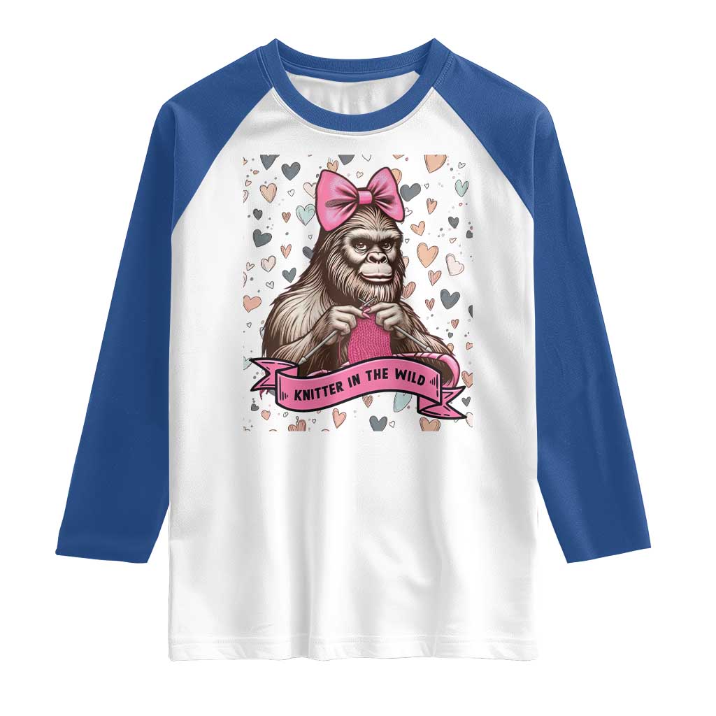 Funny Bigfoot Knitting Raglan Shirt Knitter In The Wild - Wonder Print Shop