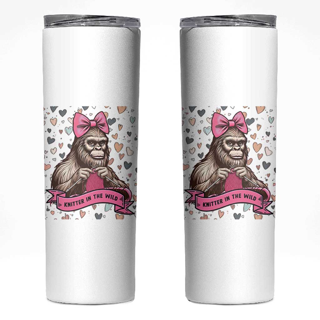 Funny Bigfoot Knitting Skinny Tumbler Knitter In The Wild - Wonder Print Shop
