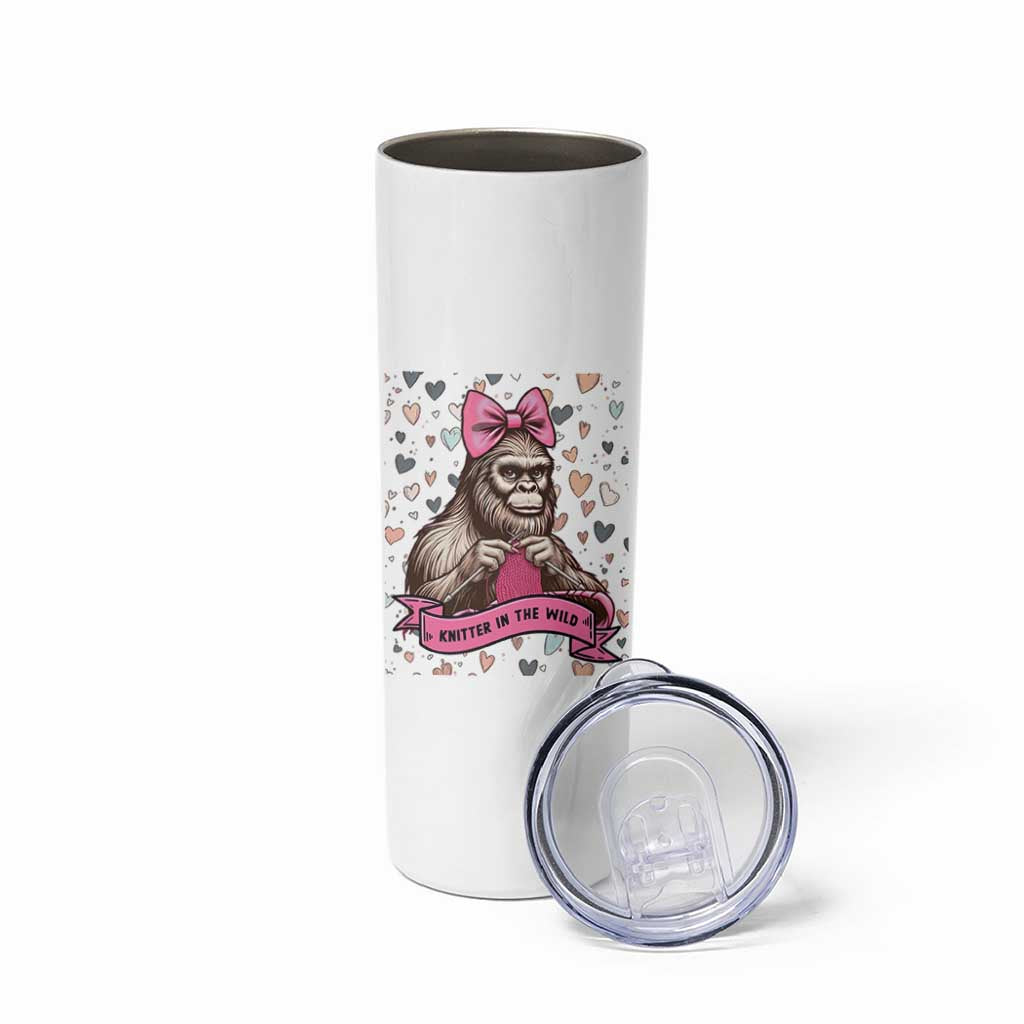 Funny Bigfoot Knitting Skinny Tumbler Knitter In The Wild - Wonder Print Shop