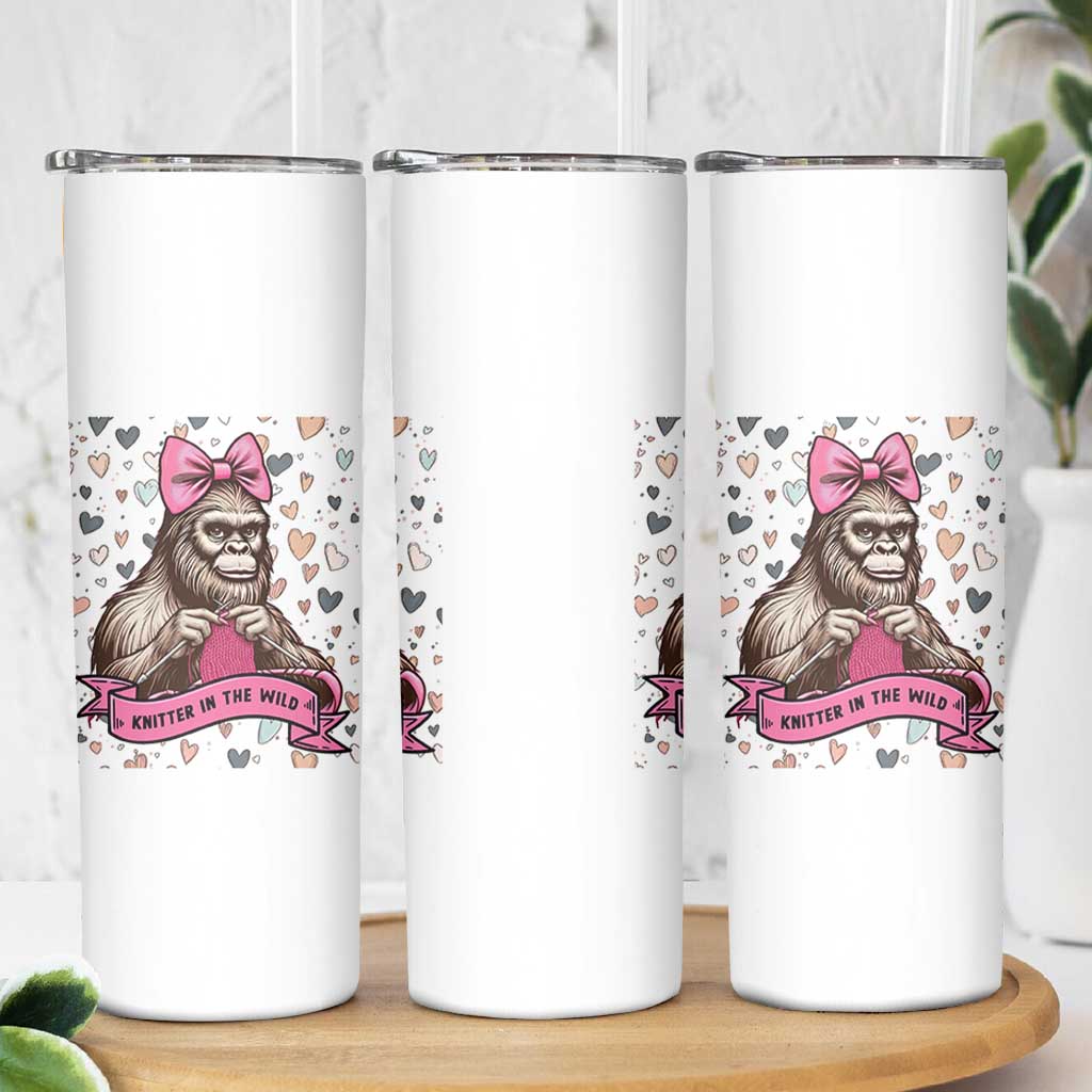 Funny Bigfoot Knitting Skinny Tumbler Knitter In The Wild - Wonder Print Shop