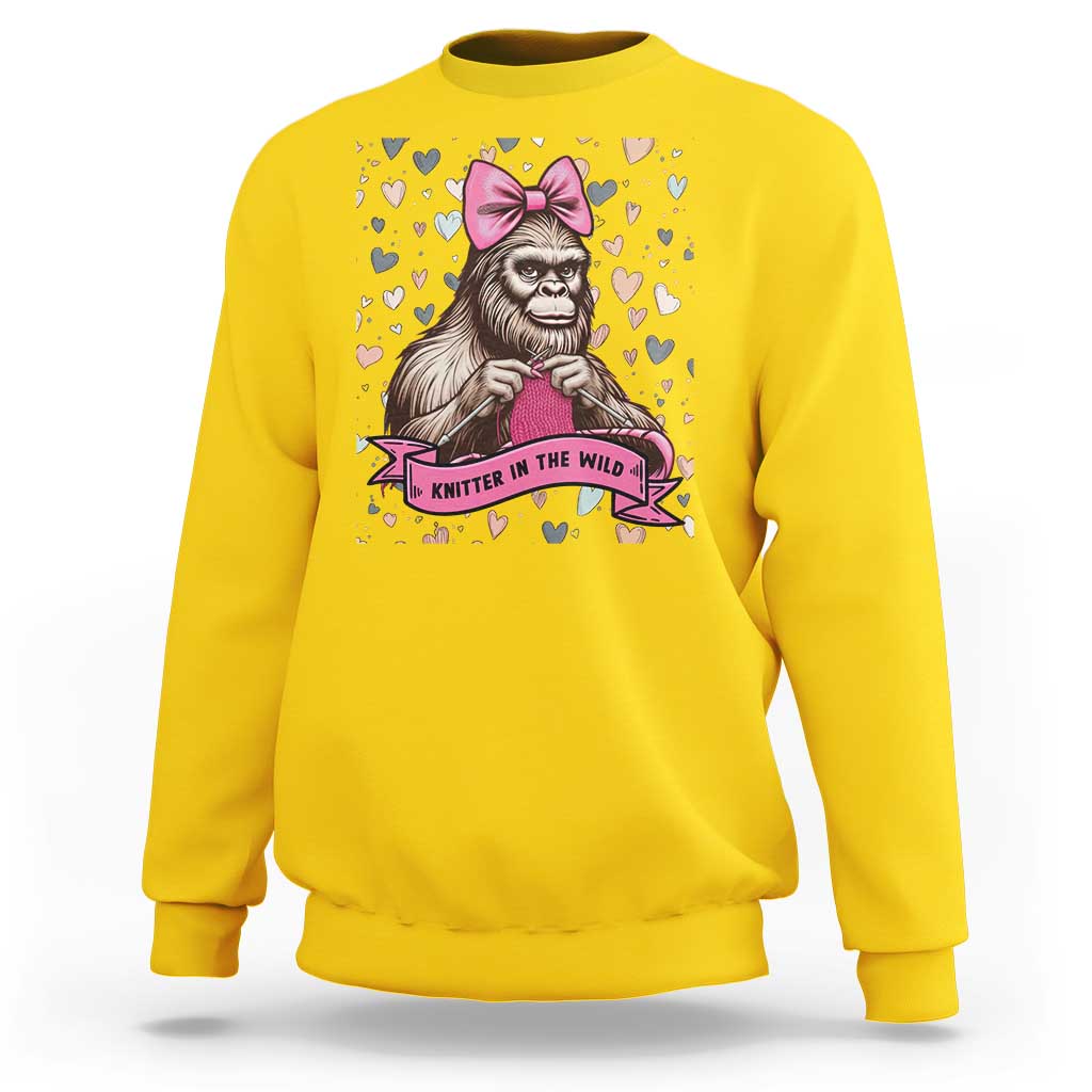 Funny Bigfoot Knitting Sweatshirt Knitter In The Wild - Wonder Print Shop