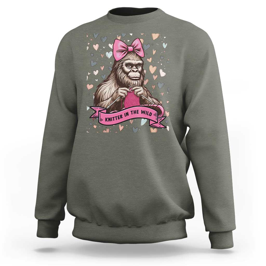 Funny Bigfoot Knitting Sweatshirt Knitter In The Wild - Wonder Print Shop