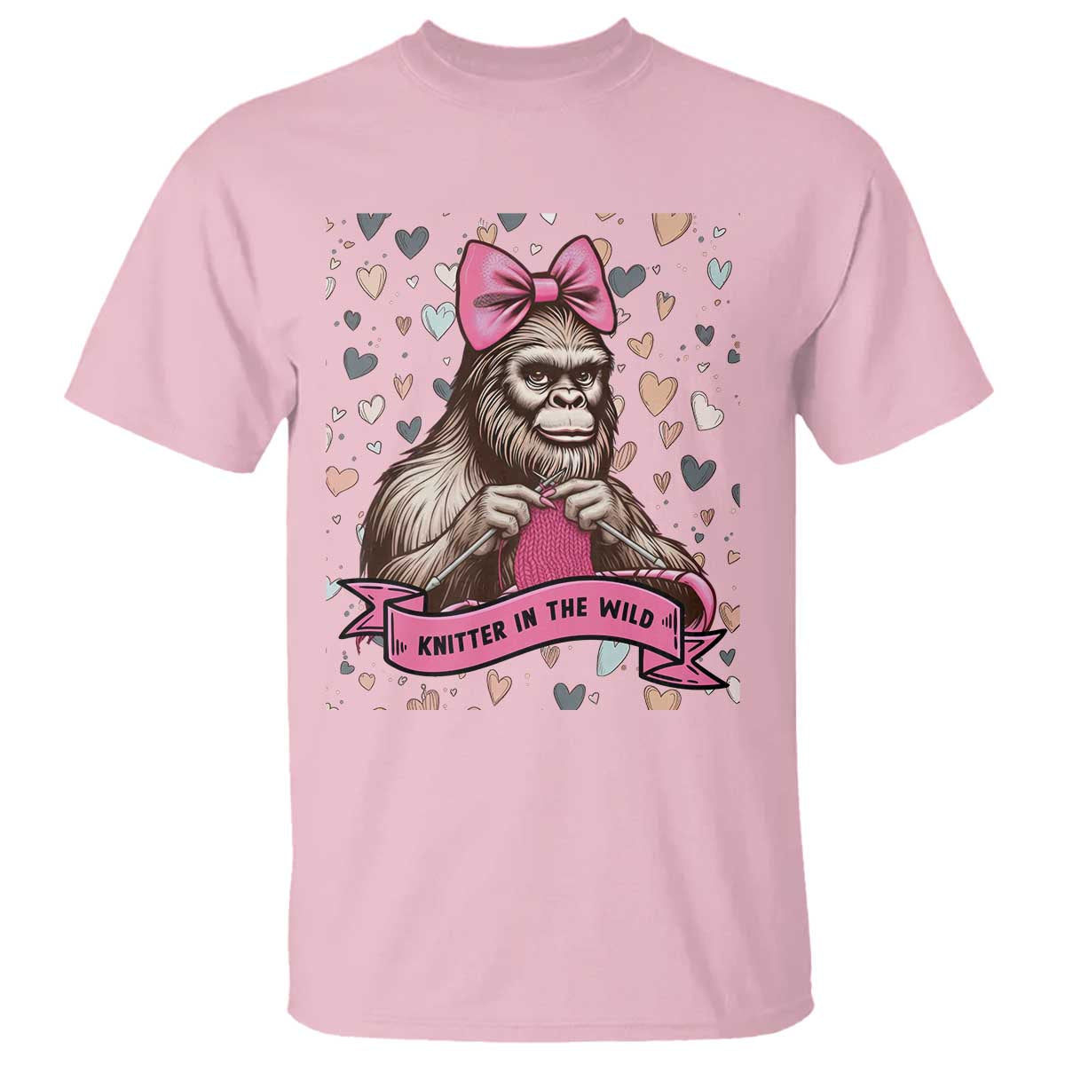 Funny Bigfoot Knitting T Shirt Knitter In The Wild - Wonder Print Shop