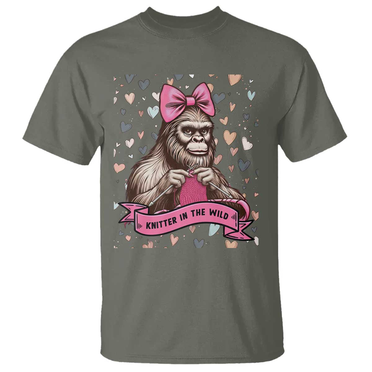 Funny Bigfoot Knitting T Shirt Knitter In The Wild - Wonder Print Shop