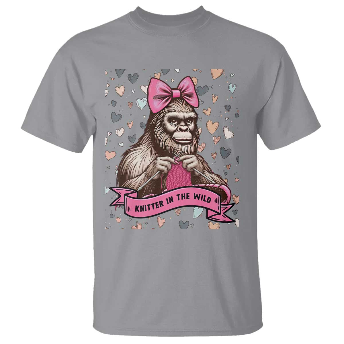 Funny Bigfoot Knitting T Shirt Knitter In The Wild - Wonder Print Shop