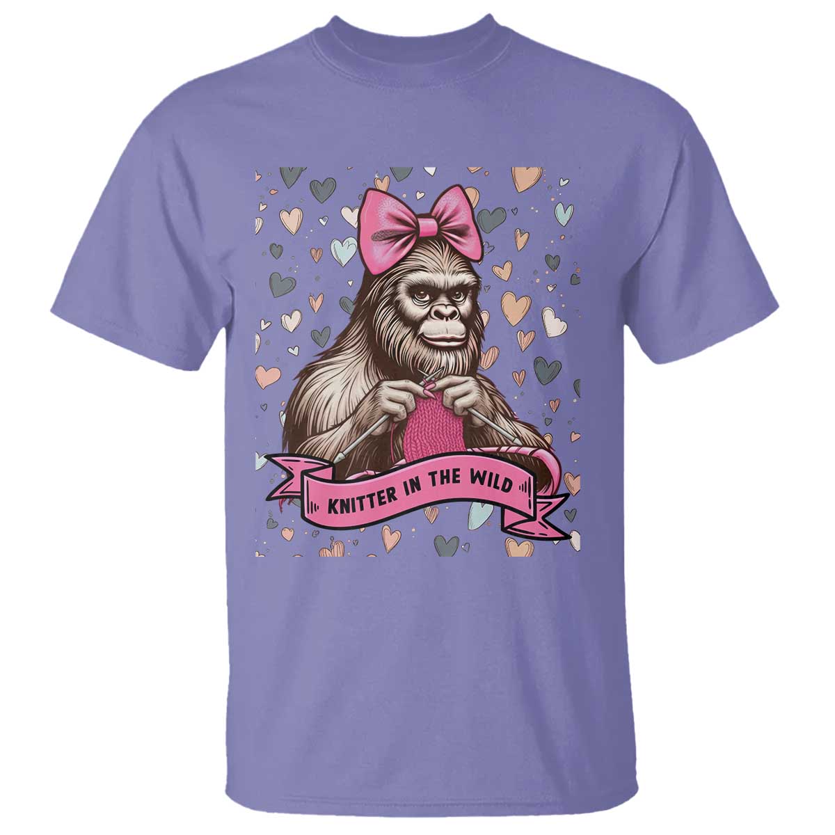 Funny Bigfoot Knitting T Shirt Knitter In The Wild - Wonder Print Shop