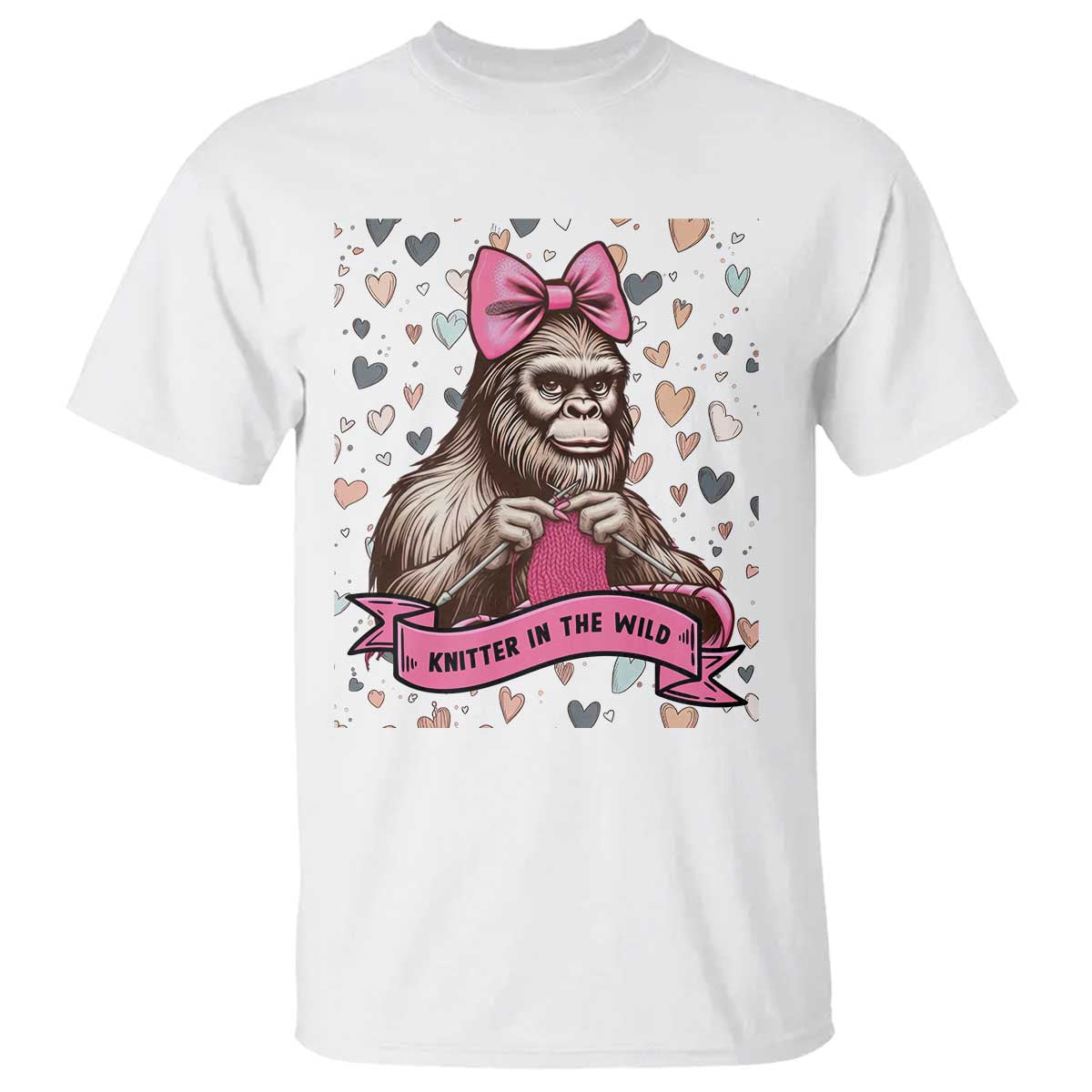 Funny Bigfoot Knitting T Shirt Knitter In The Wild - Wonder Print Shop