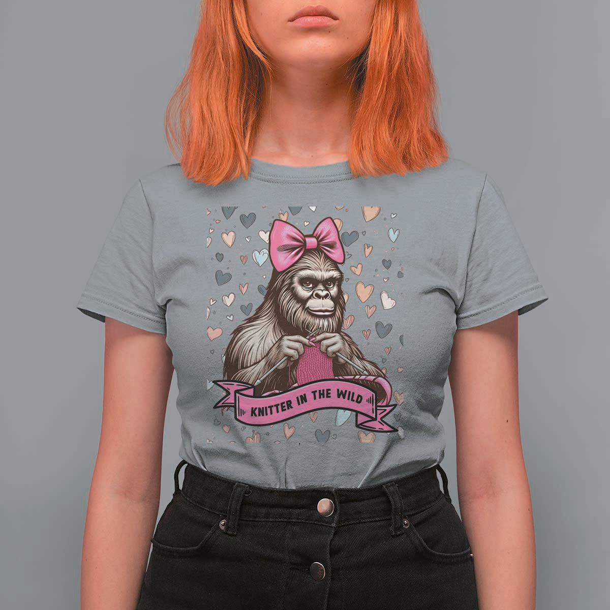 Funny Bigfoot Knitting T Shirt For Women Knitter In The Wild - Wonder Print Shop