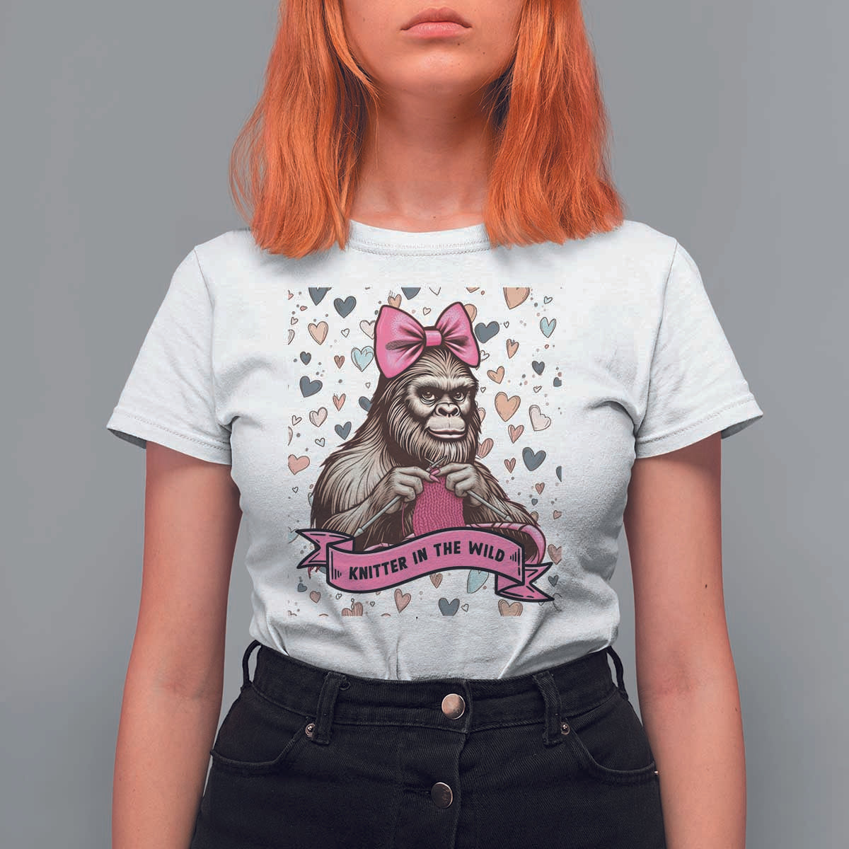 Funny Bigfoot Knitting T Shirt For Women Knitter In The Wild - Wonder Print Shop