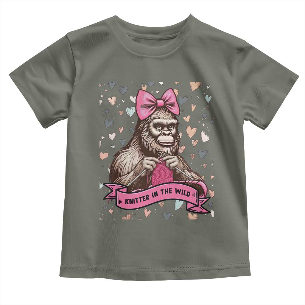 Funny Bigfoot Knitting Toddler T Shirt Knitter In The Wild - Wonder Print Shop
