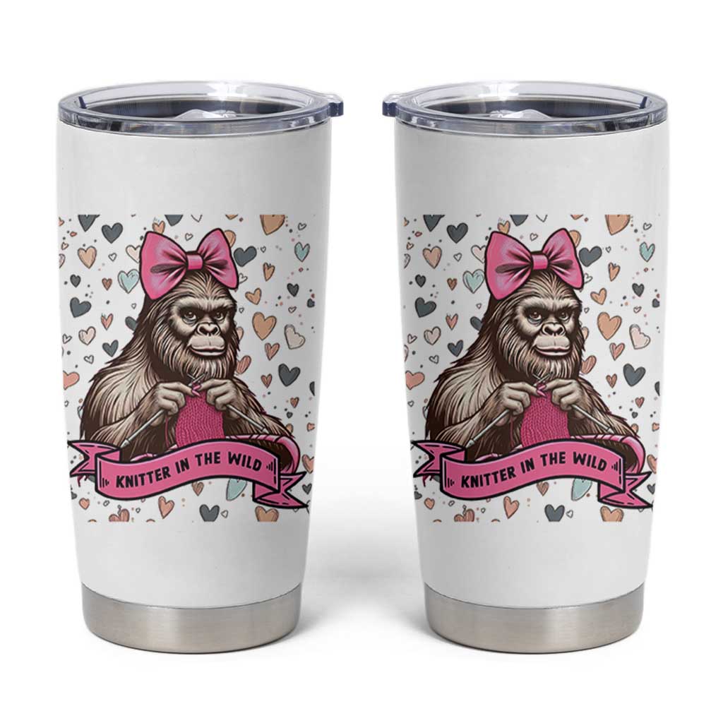 Funny Bigfoot Knitting Tumbler Cup Knitter In The Wild - Wonder Print Shop