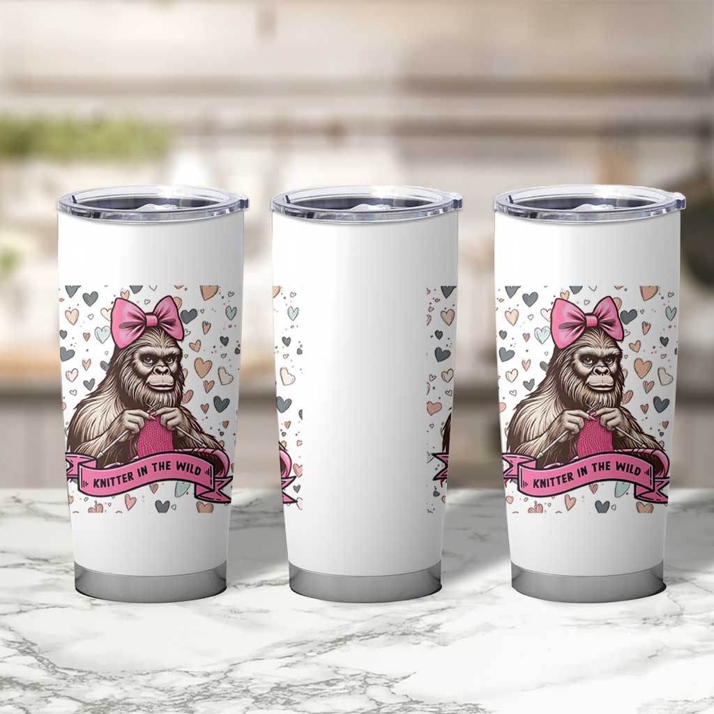 Funny Bigfoot Knitting Tumbler Cup Knitter In The Wild - Wonder Print Shop