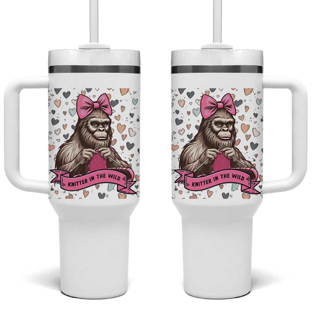 Funny Bigfoot Knitting Tumbler With Handle Knitter In The Wild - Wonder Print Shop