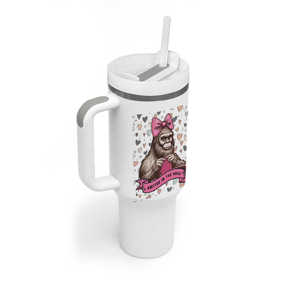 Funny Bigfoot Knitting Tumbler With Handle Knitter In The Wild - Wonder Print Shop