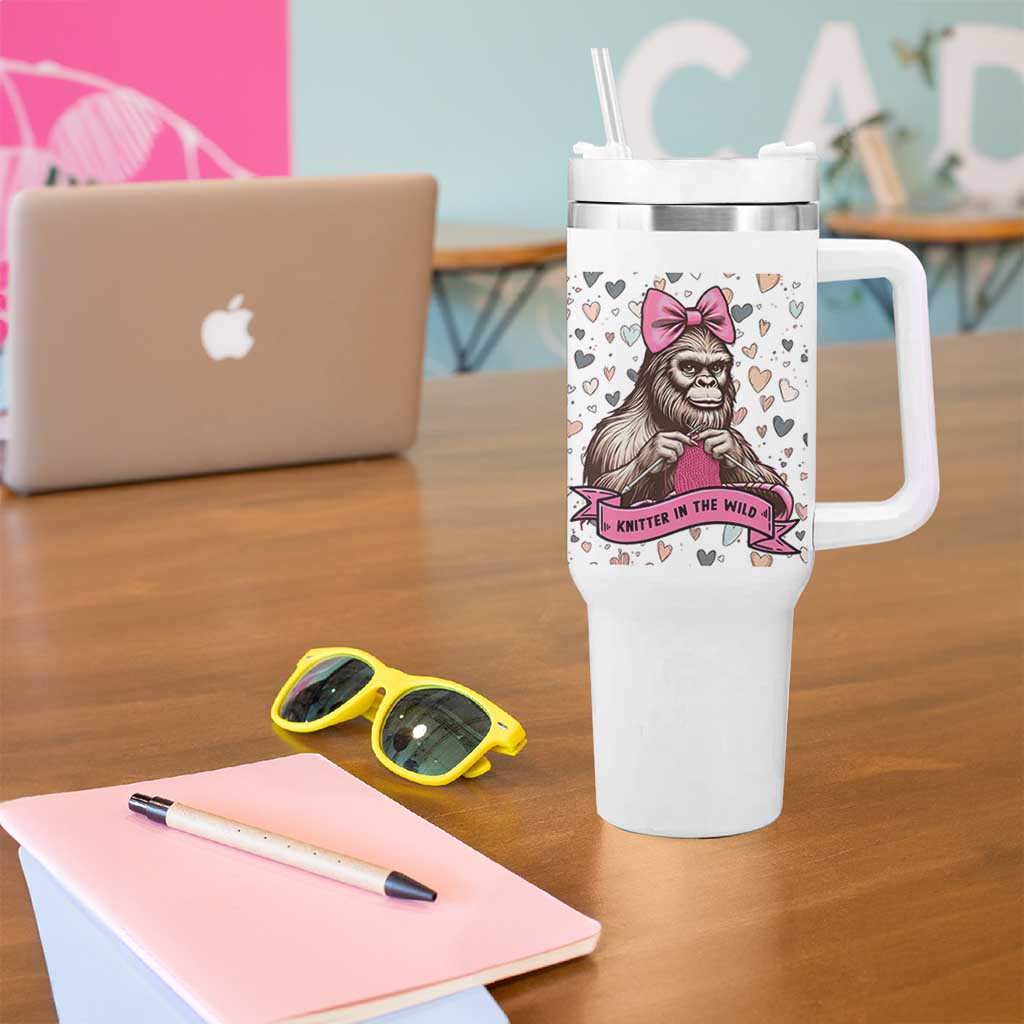 Funny Bigfoot Knitting Tumbler With Handle Knitter In The Wild - Wonder Print Shop