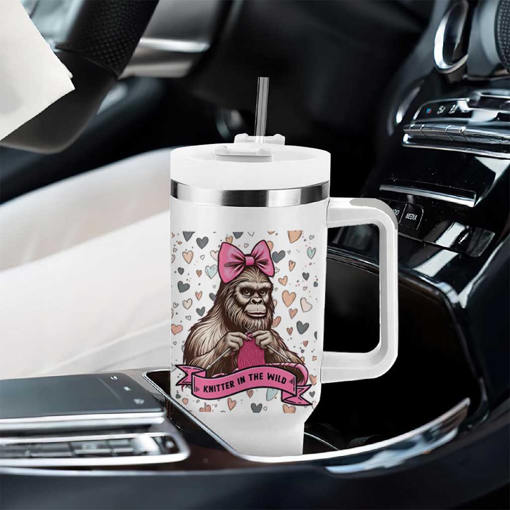 Funny Bigfoot Knitting Tumbler With Handle Knitter In The Wild - Wonder Print Shop