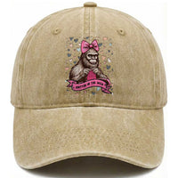 Funny Bigfoot Knitting Washed Cotton Baseball Cap Knitter In The Wild