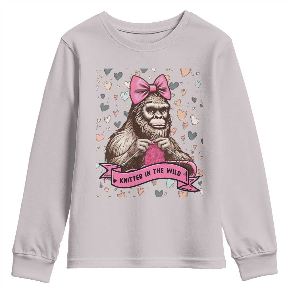 Funny Bigfoot Knitting Youth Sweatshirt Knitter In The Wild - Wonder Print Shop