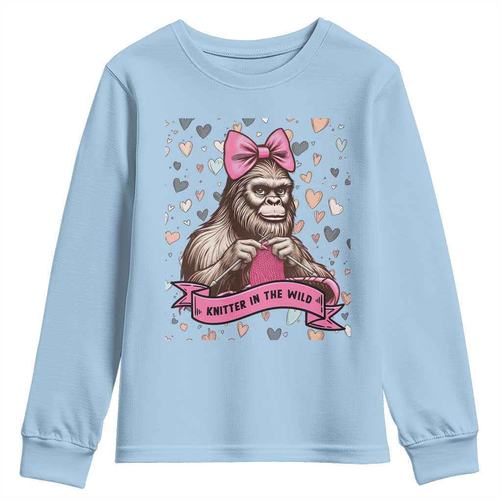 Funny Bigfoot Knitting Youth Sweatshirt Knitter In The Wild - Wonder Print Shop