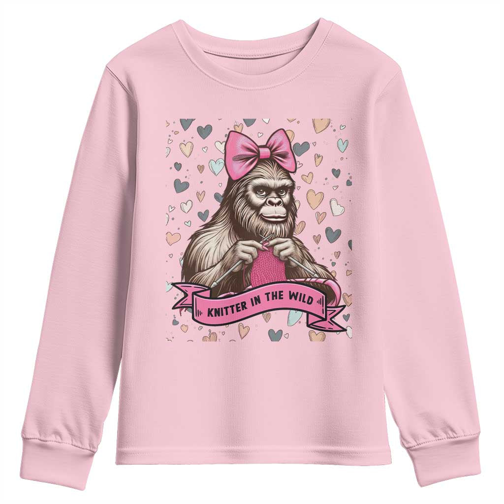 Funny Bigfoot Knitting Youth Sweatshirt Knitter In The Wild - Wonder Print Shop