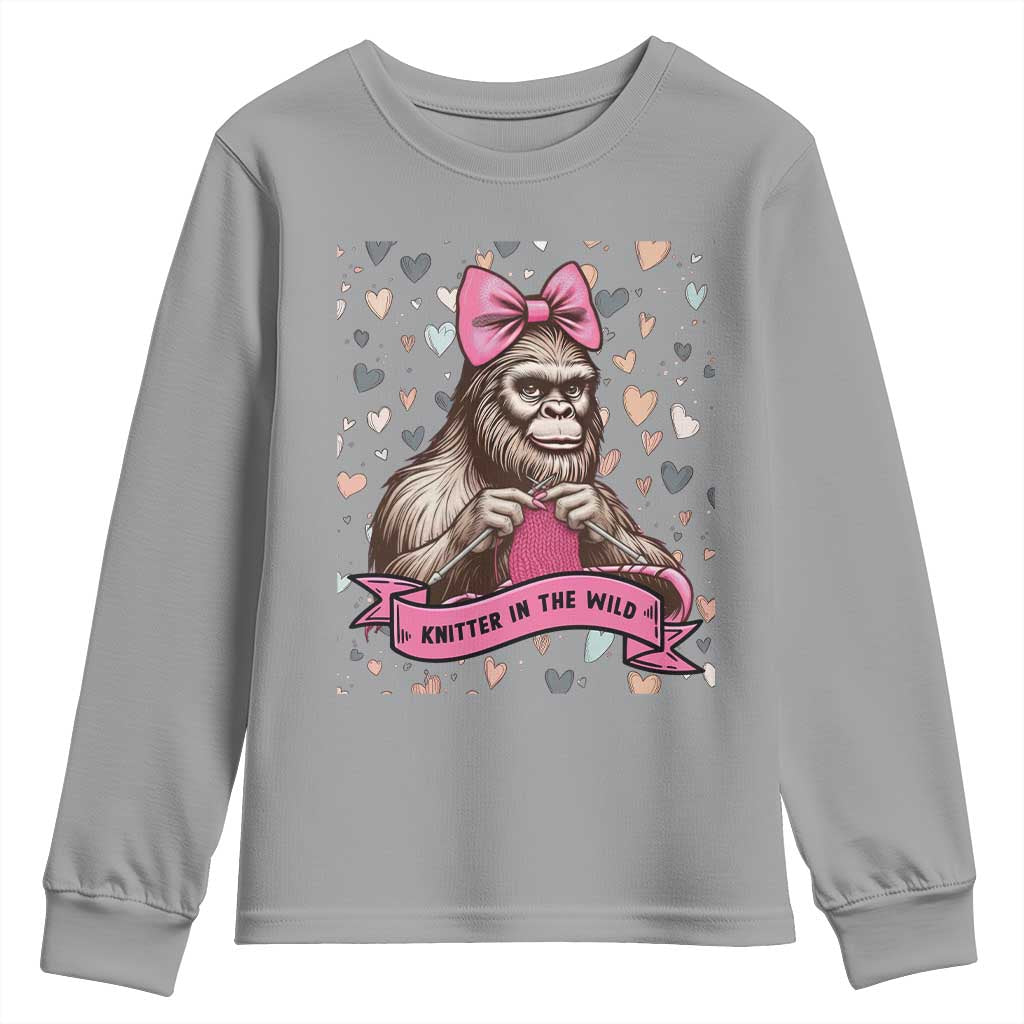 Funny Bigfoot Knitting Youth Sweatshirt Knitter In The Wild - Wonder Print Shop