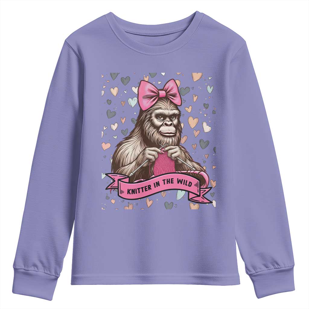 Funny Bigfoot Knitting Youth Sweatshirt Knitter In The Wild - Wonder Print Shop