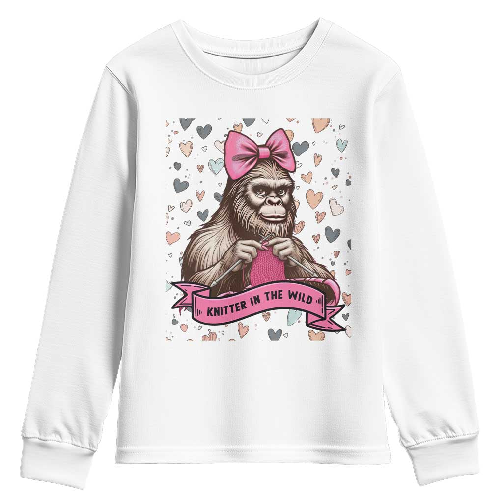 Funny Bigfoot Knitting Youth Sweatshirt Knitter In The Wild - Wonder Print Shop