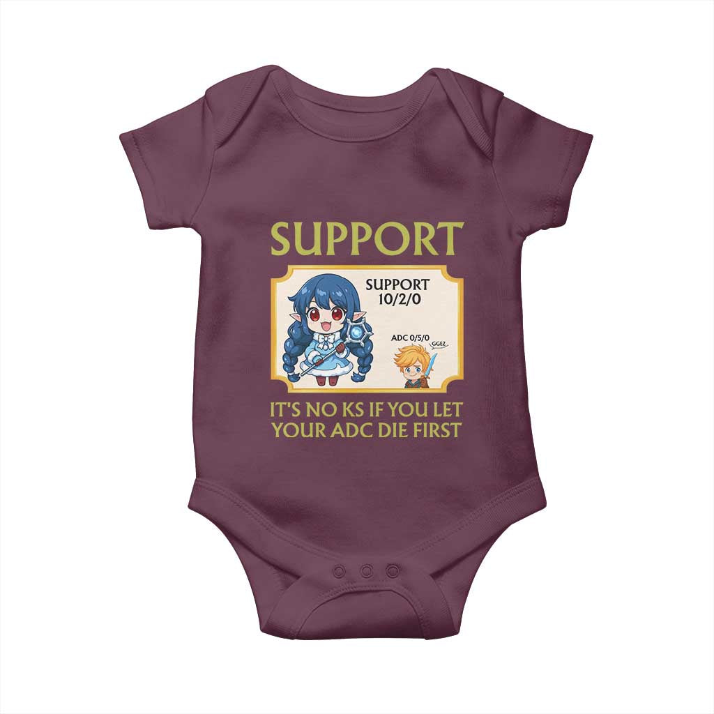 Support Main Funny Gaming Quote Baby Onesie Its No KS If You Let Your ADC Die First - Wonder Print Shop