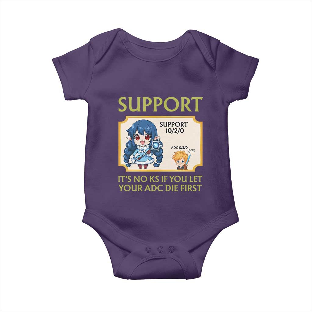 Support Main Funny Gaming Quote Baby Onesie Its No KS If You Let Your ADC Die First - Wonder Print Shop