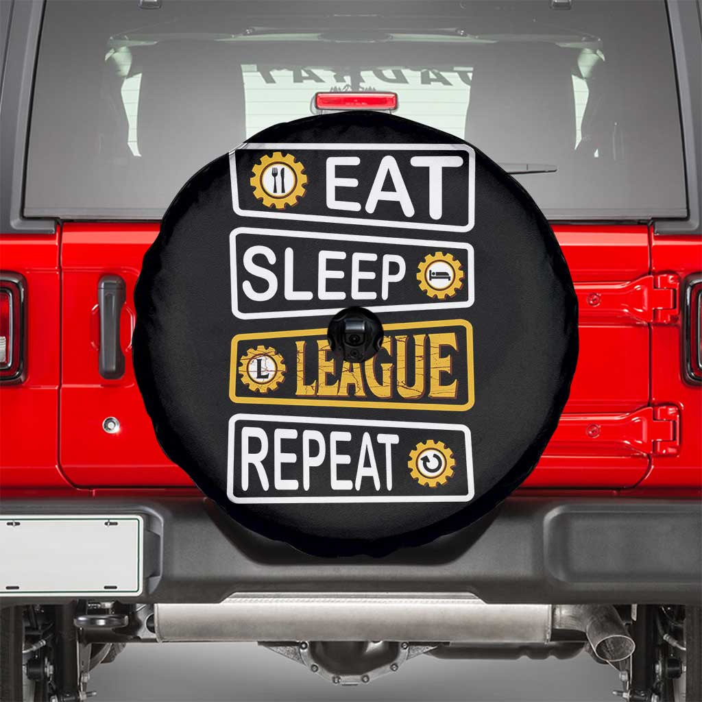 Funny Eat Sleep League Repeat Spare Tire Cover Gaming Quote Gift For Gamer - Wonder Print Shop
