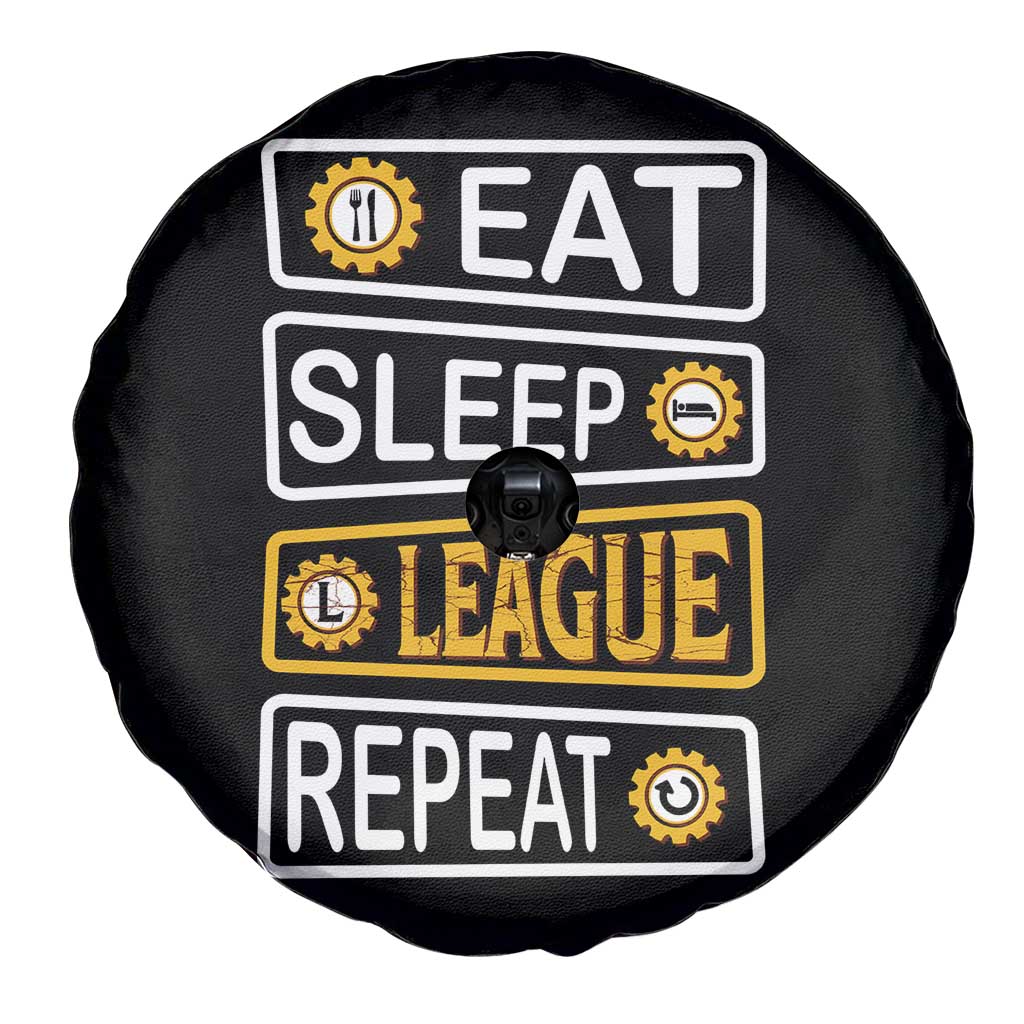 Funny Eat Sleep League Repeat Spare Tire Cover Gaming Quote Gift For Gamer - Wonder Print Shop
