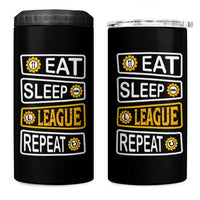 Funny Eat Sleep League Repeat 4 in 1 Can Cooler Tumbler Gaming Quote Gift For Gamer - Wonder Print Shop