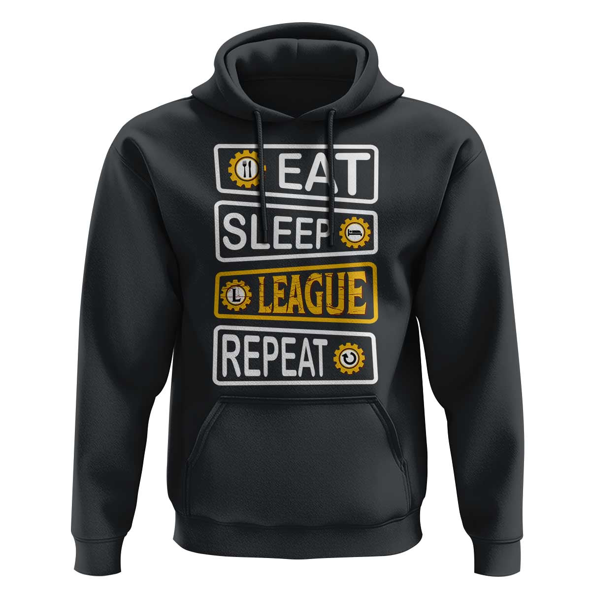 Funny Eat Sleep League Repeat Hoodie Gaming Quote Gift For Gamer - Wonder Print Shop