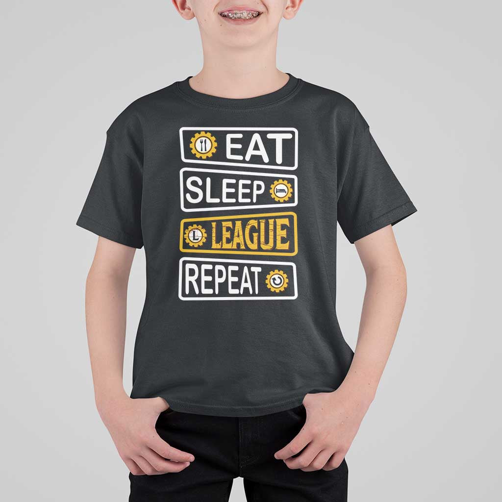 Funny Eat Sleep League Repeat T Shirt For Kid Gaming Quote Gift For Gamer - Wonder Print Shop