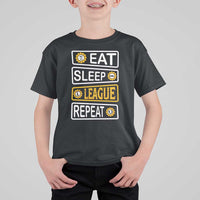 Funny Eat Sleep League Repeat T Shirt For Kid Gaming Quote Gift For Gamer - Wonder Print Shop