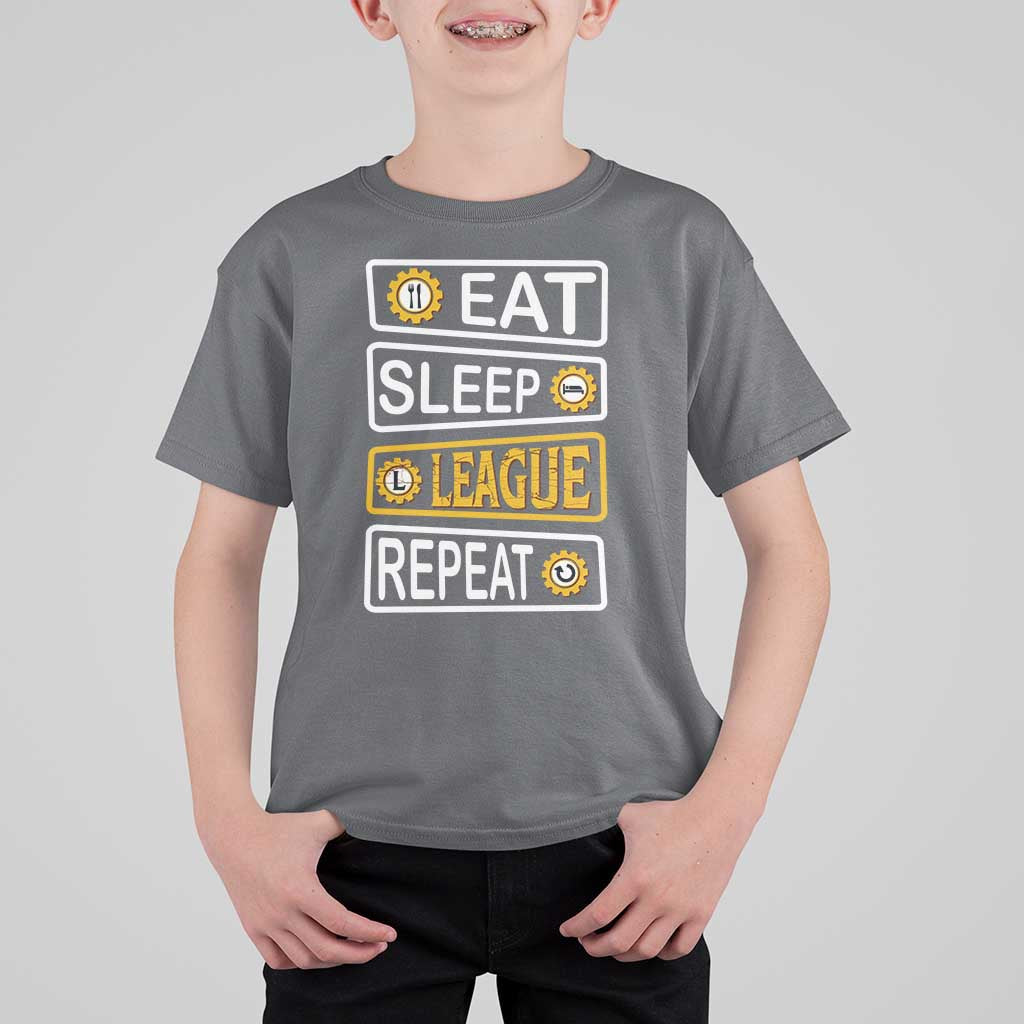 Funny Eat Sleep League Repeat T Shirt For Kid Gaming Quote Gift For Gamer - Wonder Print Shop