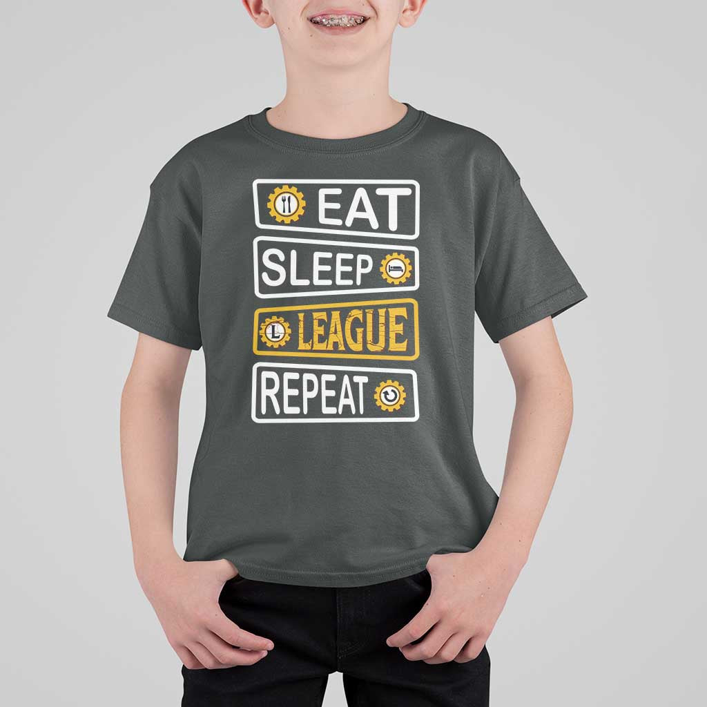 Funny Eat Sleep League Repeat T Shirt For Kid Gaming Quote Gift For Gamer - Wonder Print Shop