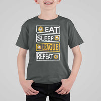 Funny Eat Sleep League Repeat T Shirt For Kid Gaming Quote Gift For Gamer - Wonder Print Shop