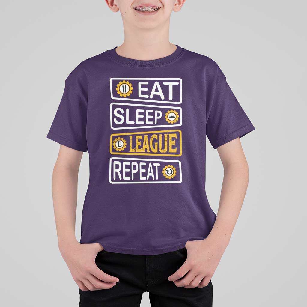 Funny Eat Sleep League Repeat T Shirt For Kid Gaming Quote Gift For Gamer - Wonder Print Shop