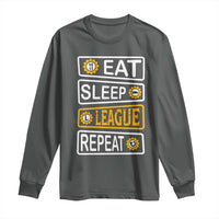 Funny Eat Sleep League Repeat Long Sleeve Shirt Gaming Quote Gift For Gamer - Wonder Print Shop